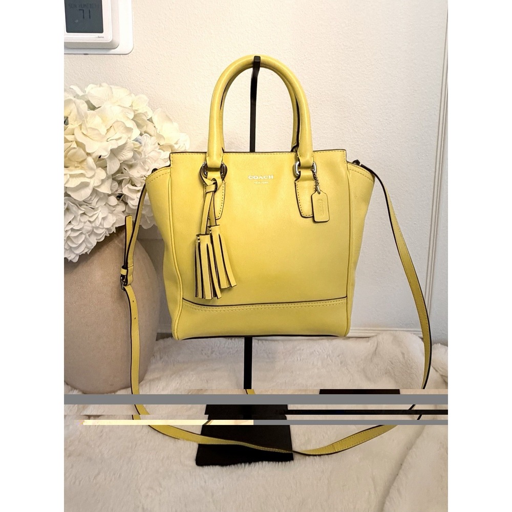 COACH 48894 Mini Tanner Leather Crossbody Satchel Purse Yellow Legacy Soho Rare